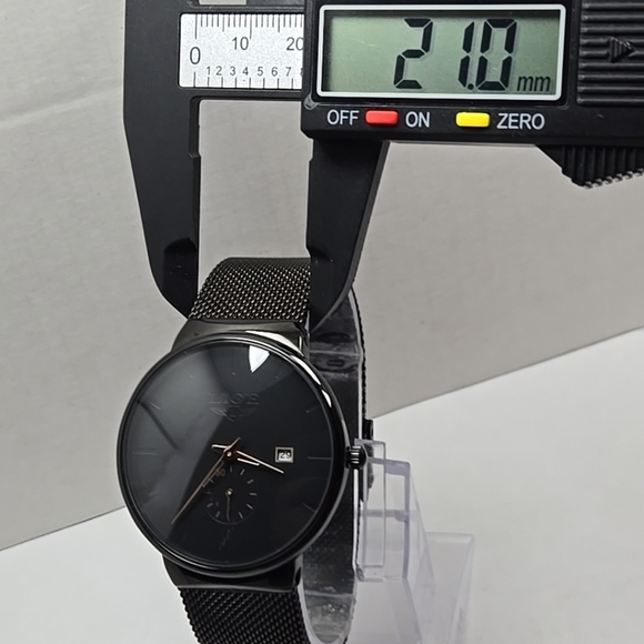 LIGE Dream Black Mesh Stainless Steel Date Quartz Subdial Watch New Battery Mens - Picture 6 of 11